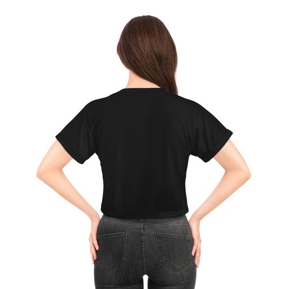 LOVE KC HEART - WhiteOnBlack - All-Over Print Crop Tee