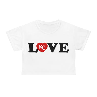 LOVE KC HEART - BlackOnWhite - All-Over Print Crop Tee