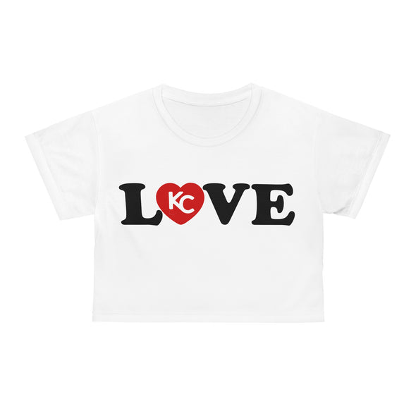 LOVE KC HEART - BlackOnWhite - All-Over Print Crop Tee