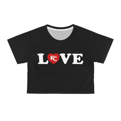 LOVE KC HEART - WhiteOnBlack - All-Over Print Crop Tee