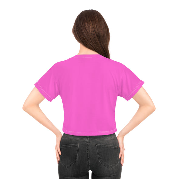 LOVE KC HEART - LtPinkOnHotPink - All-Over Print Crop Tee