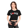 LOVE KC HEART - WhiteOnBlack - All-Over Print Crop Tee