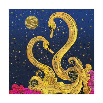 Midnight Rendezvous - Gold Swan Matte Canvas, Stretched, (2 Sizes)