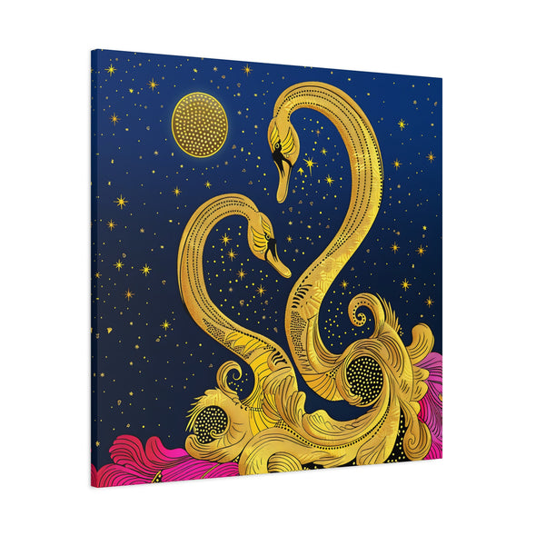 Midnight Rendezvous - Gold Swan Matte Canvas, Stretched, (2 Sizes)