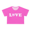 LOVE KC HEART - LtPinkOnHotPink - All-Over Print Crop Tee