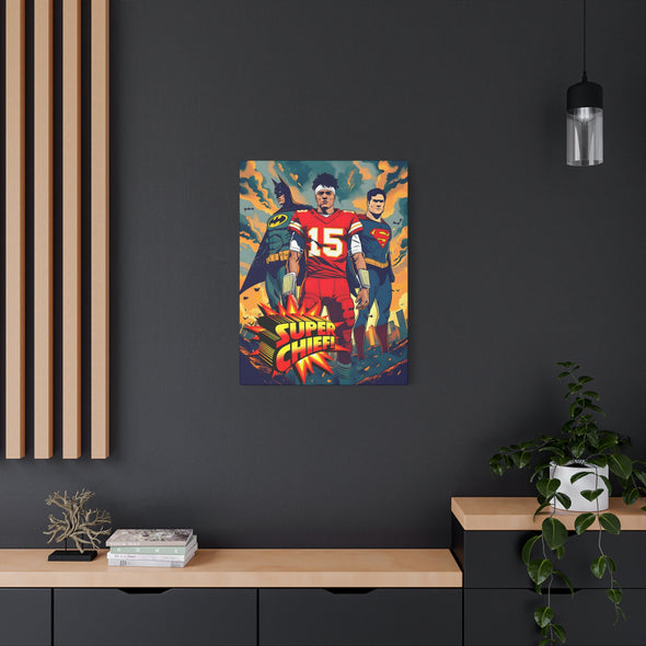 Super Heroes -  Patrick Mahomes of the Kansas City Chiefs - Matte Canvas, Stretched, (3 Sizes)