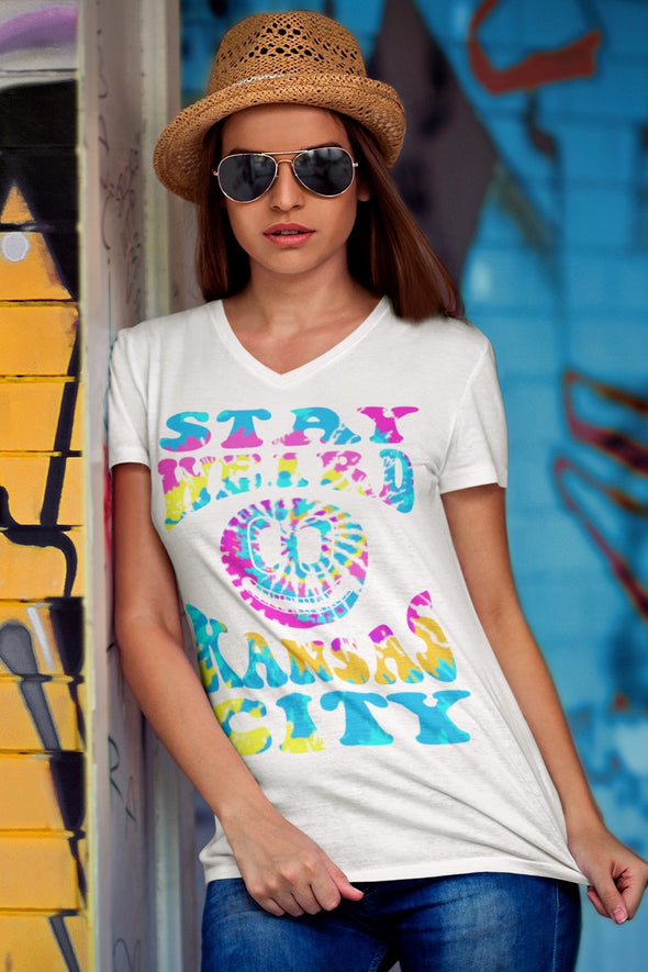Stay Weird KC (Rainbow Tye-Dye Face) - Unisex Crew Neck Tee
