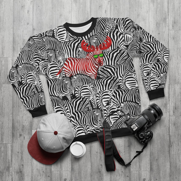 Don't Blend In - Christmas Zebra - All-Over Print Unisex Sweatshirt
