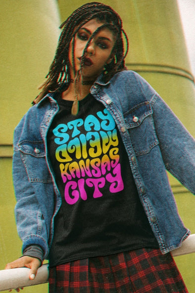 Stay Weird Kansas City - 60s Hippie Style - Unisex Crew Neck Tee