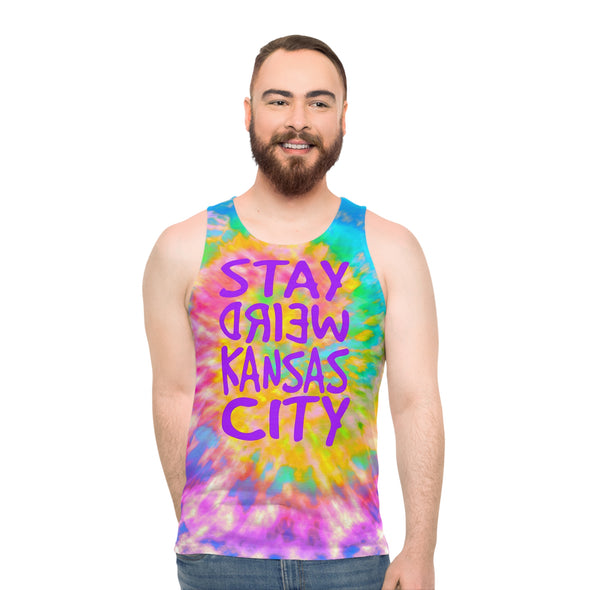 Stay Weird Kansas City - Pastel Tie-Dye - All-Over Print Unisex Tank Top