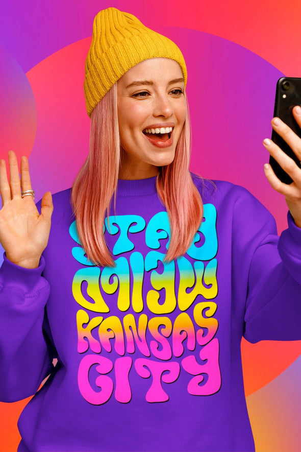 Stay Weird Kansas City - 60s Hippie Style - Unisex Crew Neck Tee