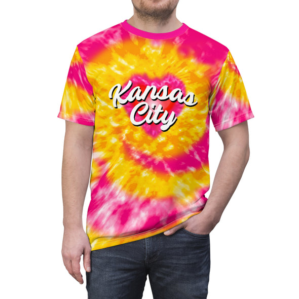 KC Good Vibes Tye-Dye - Hot Pink - Unisex All-Over Print Cut & Sew Tee