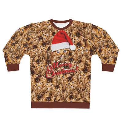 Meowy Christmas - Bird Kitty - All-Over Print Unisex Sweatshirt