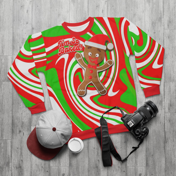 I'm So Baked! - Stoned Ginger Bread Man - All-Over Print Unisex Sweatshirt