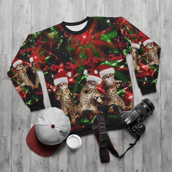 Jingle Bell Rock Kitty - All-Over Print Unisex Sweatshirt