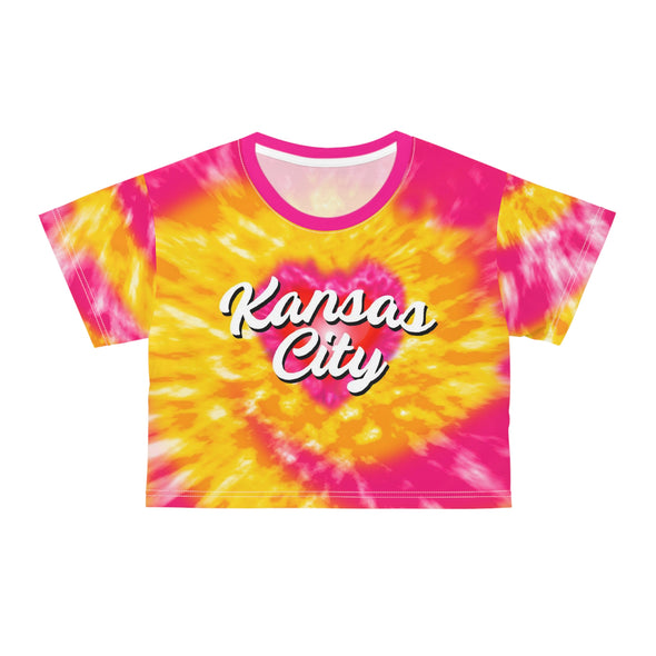 KC Good Vibes Tye-Dye - Hot Pink - All-Over Print Crop Tee