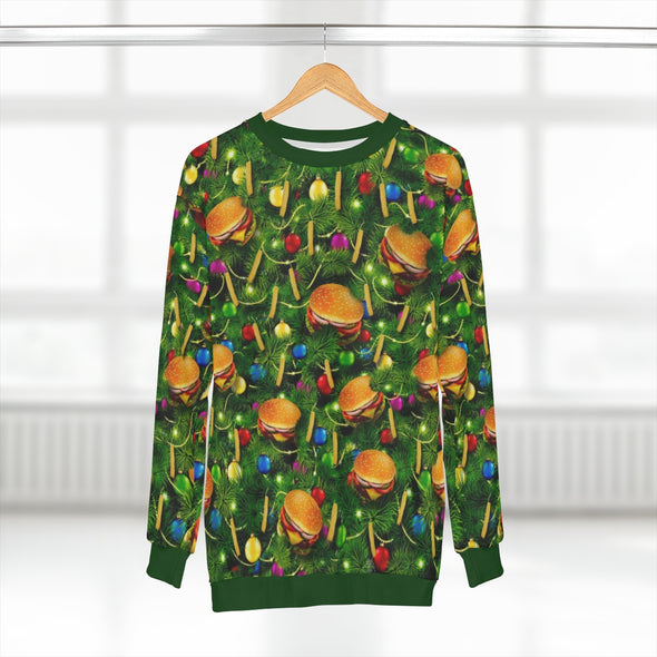 Burger And Fries Christmas Tree - All-Over Print Unisex Sweatshirt