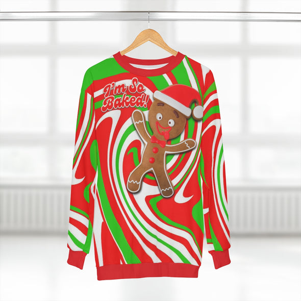 I'm So Baked! - Stoned Ginger Bread Man - All-Over Print Unisex Sweatshirt