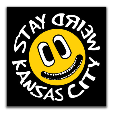 Stay Weird Kansas City - Weird Face Circle Logo-  Canvas Wall Art