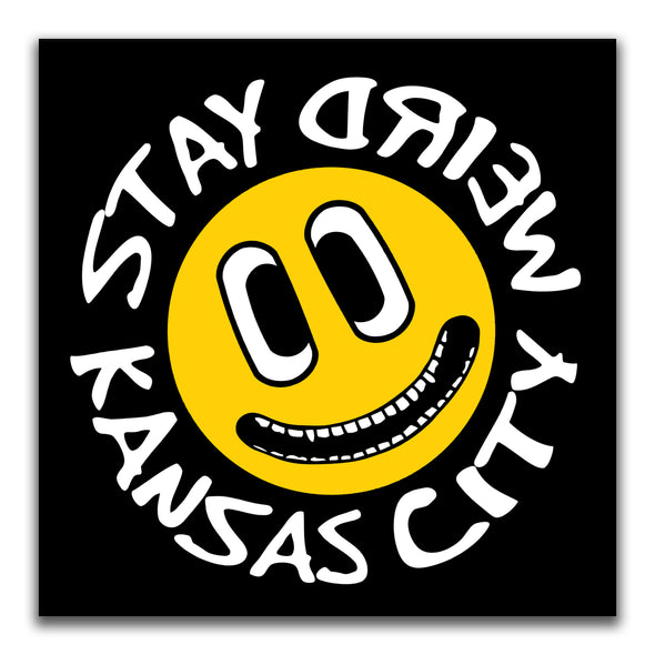 Stay Weird Kansas City - Weird Face Circle Logo-  Canvas Wall Art