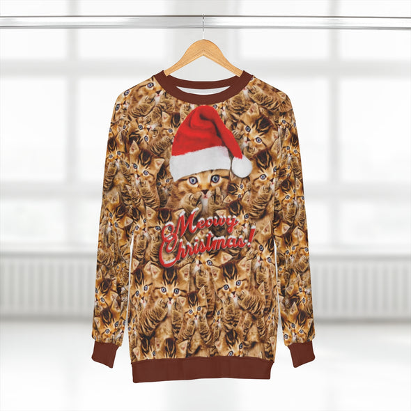 Meowy Christmas - Bird Kitty - All-Over Print Unisex Sweatshirt