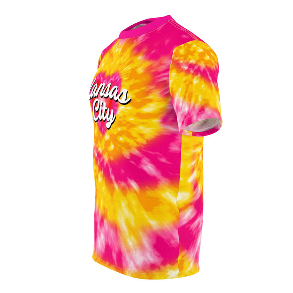 KC Good Vibes Tye-Dye - Hot Pink - Unisex All-Over Print Cut & Sew Tee