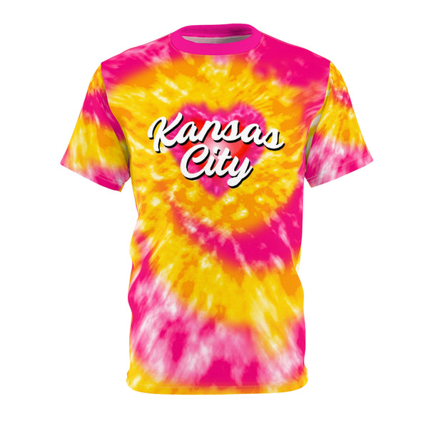 KC Good Vibes Tye-Dye - Hot Pink - Unisex All-Over Print Cut & Sew Tee