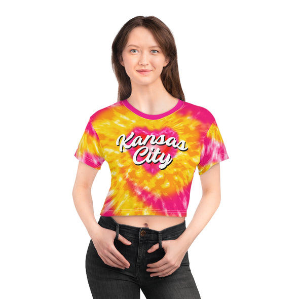 KC Good Vibes Tye-Dye - Hot Pink - All-Over Print Crop Tee