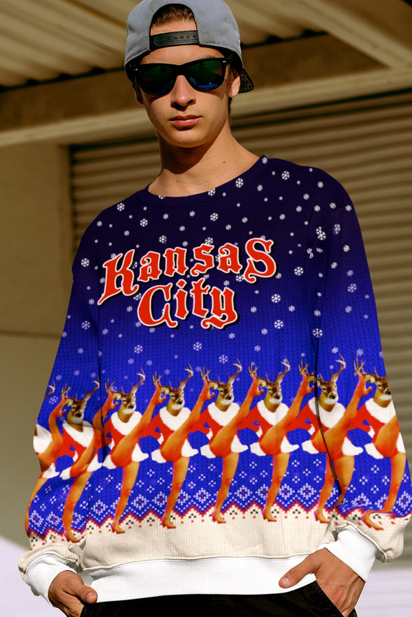 Happy Holidays Kansas City - Rockette Raindeer - All-Over Print Unisex Sweatshirt