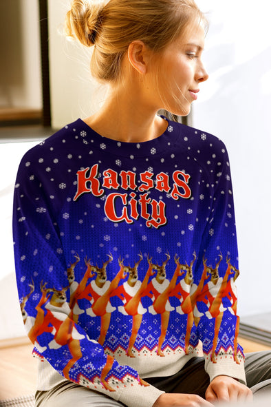 Happy Holidays Kansas City - Rockette Raindeer - All-Over Print Unisex Sweatshirt
