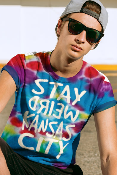 Stay Weird Kansas City-TieDye Design1-Unisex Crew Neck Tee