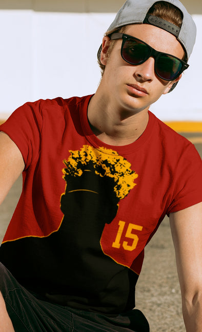 Mahomes Sillouette - Small Number 15  - All-Over Print Unisex Crew Neck Tee