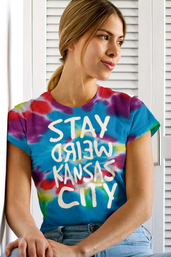 Stay Weird Kansas City-TieDye Design1-Unisex Crew Neck Tee