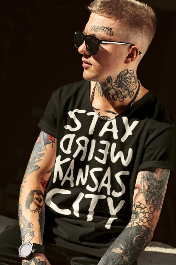 Stay Weird Kansas City - Classic Logo Text - Unisex Crew Neck Tee