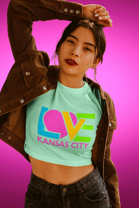 LOVE Logo Design - Neon Pastel Colors with NO Outline - Unisex Crew Neck Tee