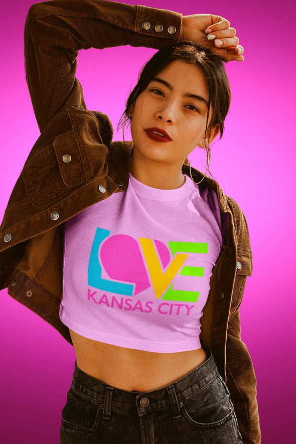 LOVE Logo Design - Neon Pastel Colors with NO Outline - Unisex Crew Neck Tee
