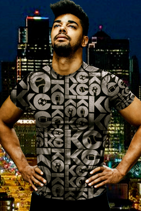 KC Sports (Monotone Grey) - Unisex All-Over Print Crew Neck Tee
